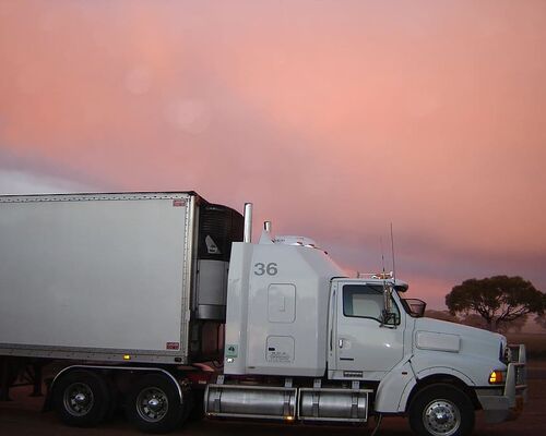 truck-lorry-sunset-road